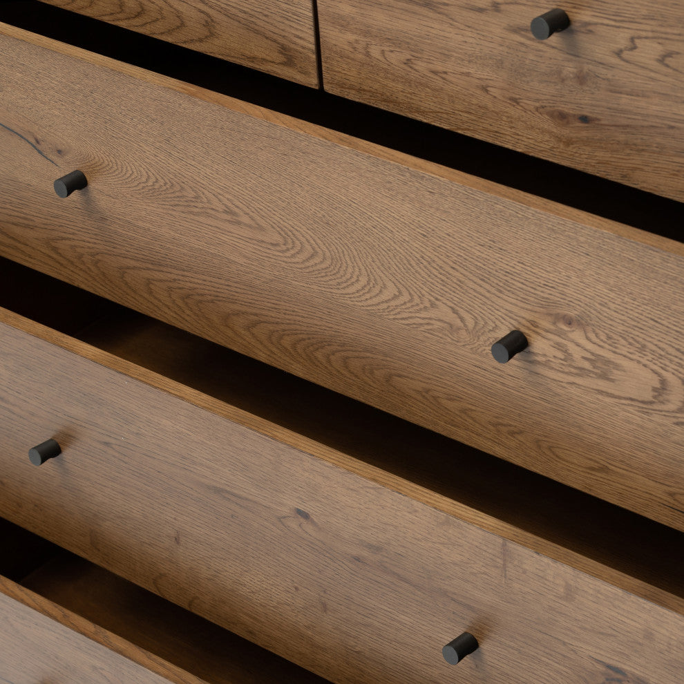 Eaton 5 Drawer Dresser-Amber Oak Resin
