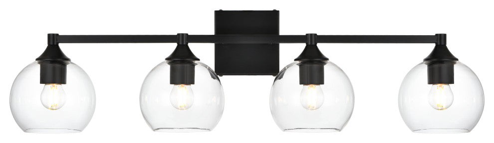 4 Light Black And Clear Bath Sconce