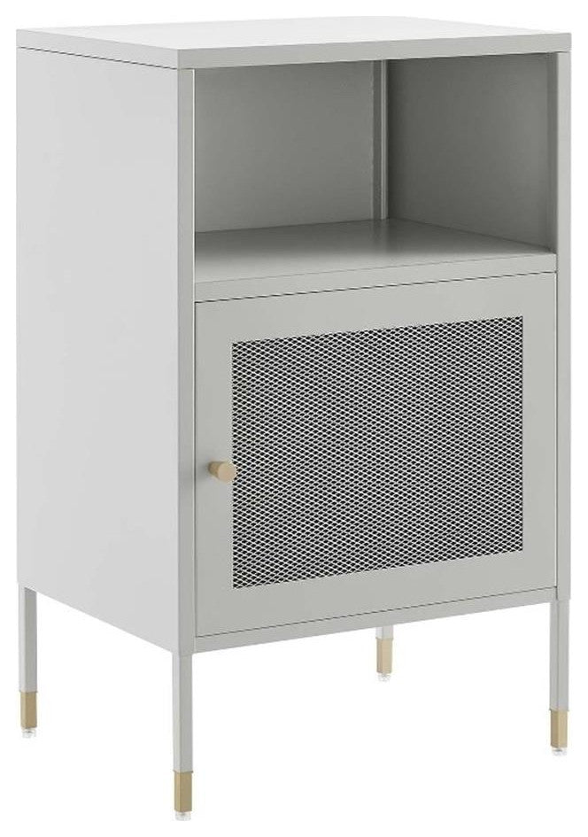 Modway Covelo Metal Side Table with Adjustable Foot Pads in Light Gray