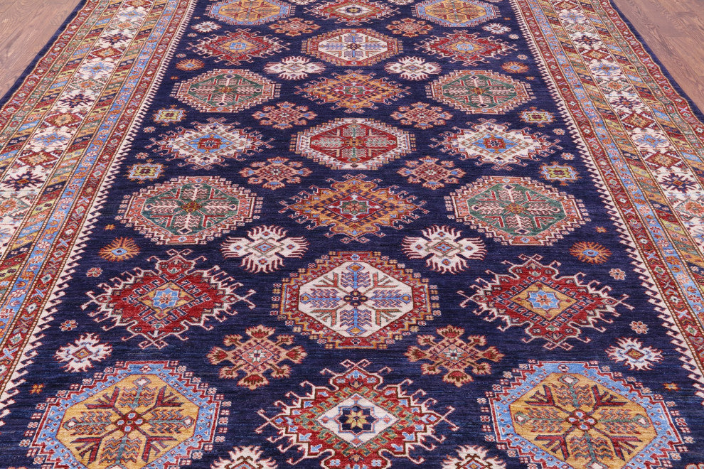 Super Kazak Geometric Handmade Wool Rug 9' 5" X 12' 9" Q9522