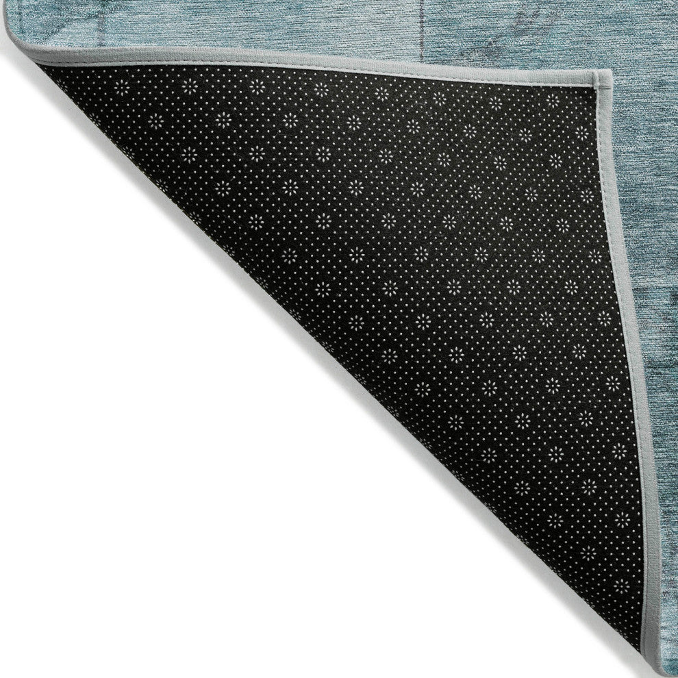 Machine Washable Indoor/Outdoor Chantille ACN1905 Teal 8' x 8' Round Rug