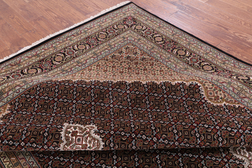 Wool and Silk Persian Tabriz Hand-Knotted Rug 7' 11" X 10' 0"- Q6052