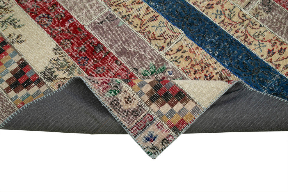Rug N Carpet - Hand-Knotted Anatolian 6' 8" x 10' 1" Wool Patchwork Area Rug