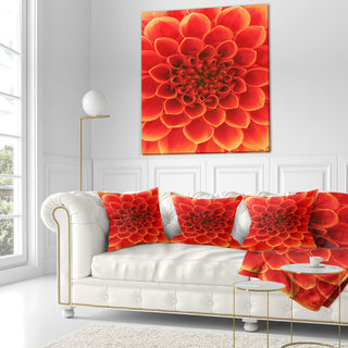 Orange Abstract Floral Design Floral Throw Pillow, 18"x18"