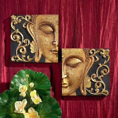 Mirrored Nirvana Dual Buddha Asian Wall Sculptures