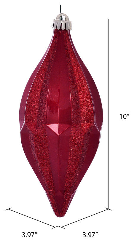 Vickerman Mc191103D 10" Red Candy Glitter Shuttle Christmas Ornament, Pack of 2