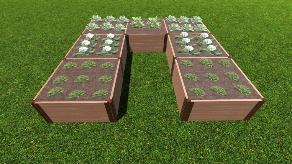 Classic Sienna Walk-In Jumbo U-Shape' 12'x12' 22" Raised Garden Bed, 2" Profile
