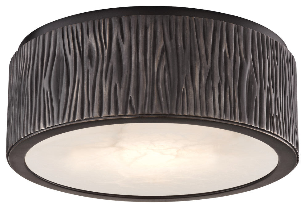 Crispin Small LED Flush Mount, Old Bronze Finish, White Opal Alabaster