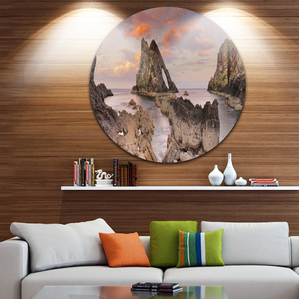 Bow Fiddle Rock Scotland, Seashore Round Wall Art, 11"