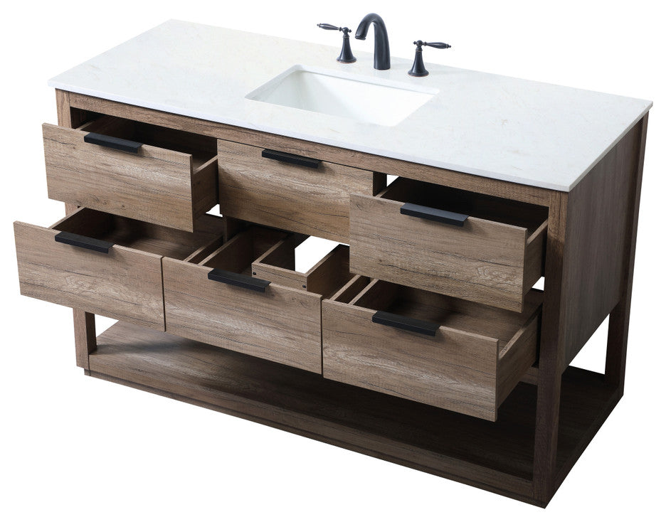Louie 54" SIngle Bathroom Vanity, Natural Oak