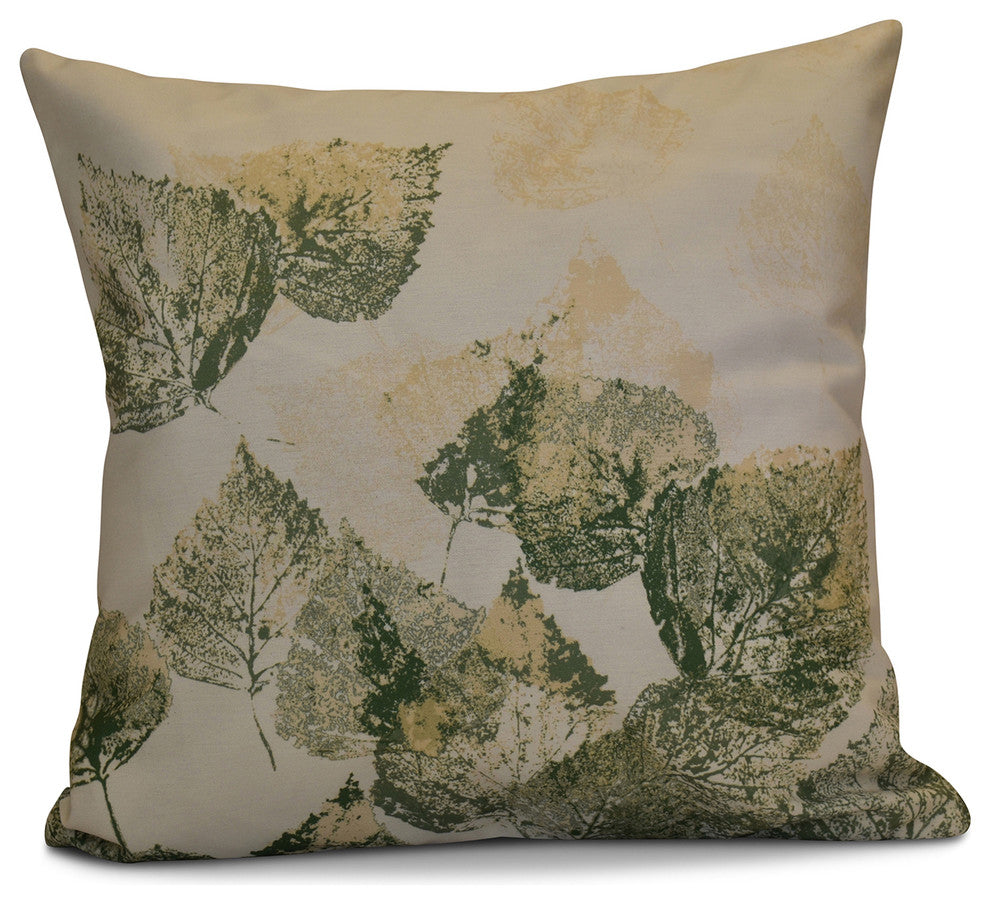 Fall Memories Floral Print Pillow, Green, 16"x16"