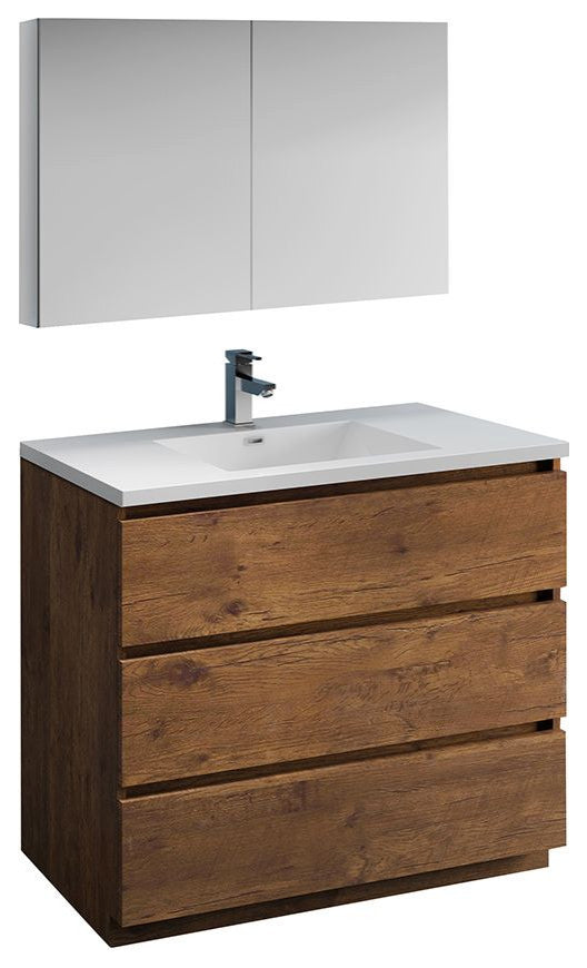Lazzaro 42" Rosewood Free Standing Vanity Set, Versa Faucet/Brushed Nickel