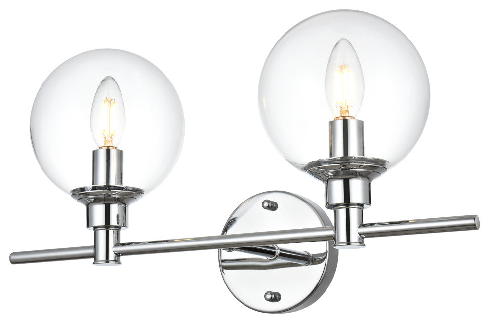 2 Light Chrome And Clear Bath Sconce