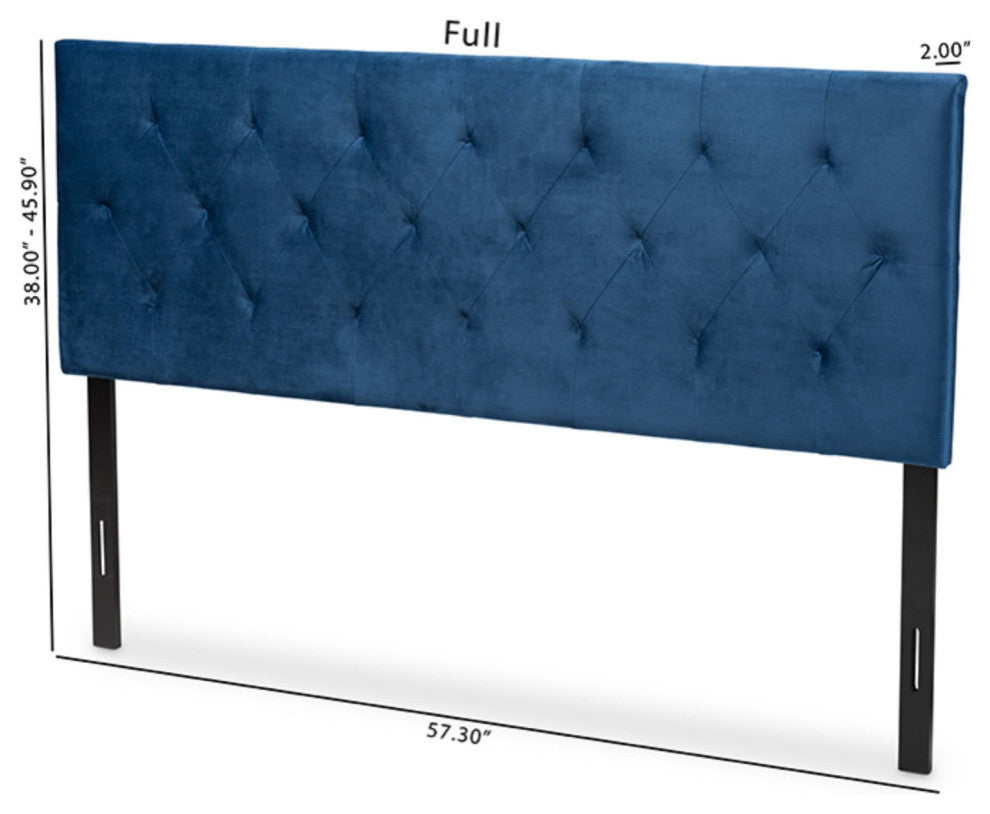 Felix Navy Blue Velvet Fabric Upholstered King Size Headboard