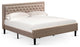 Platform King Size Bed, Dark Khaki Linen Fabric Bed Headboard