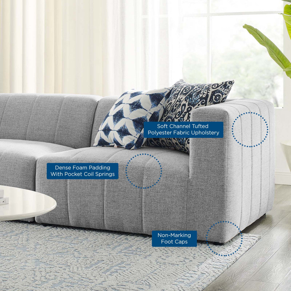 Bartlett Upholstered Fabric Upholstered Fabric 3-Piece Sofa Light Gray