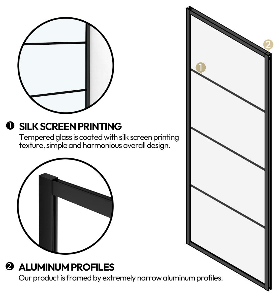 Losar Rectangle Sliding Framed Shower Enclosure, Matte Black, 56" W X 78"h