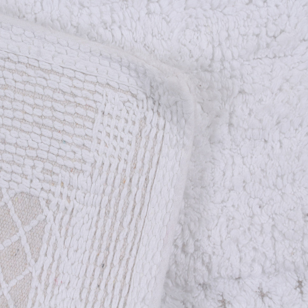 Classy Bath Rugs Set, 17"x24" Rectangle, White