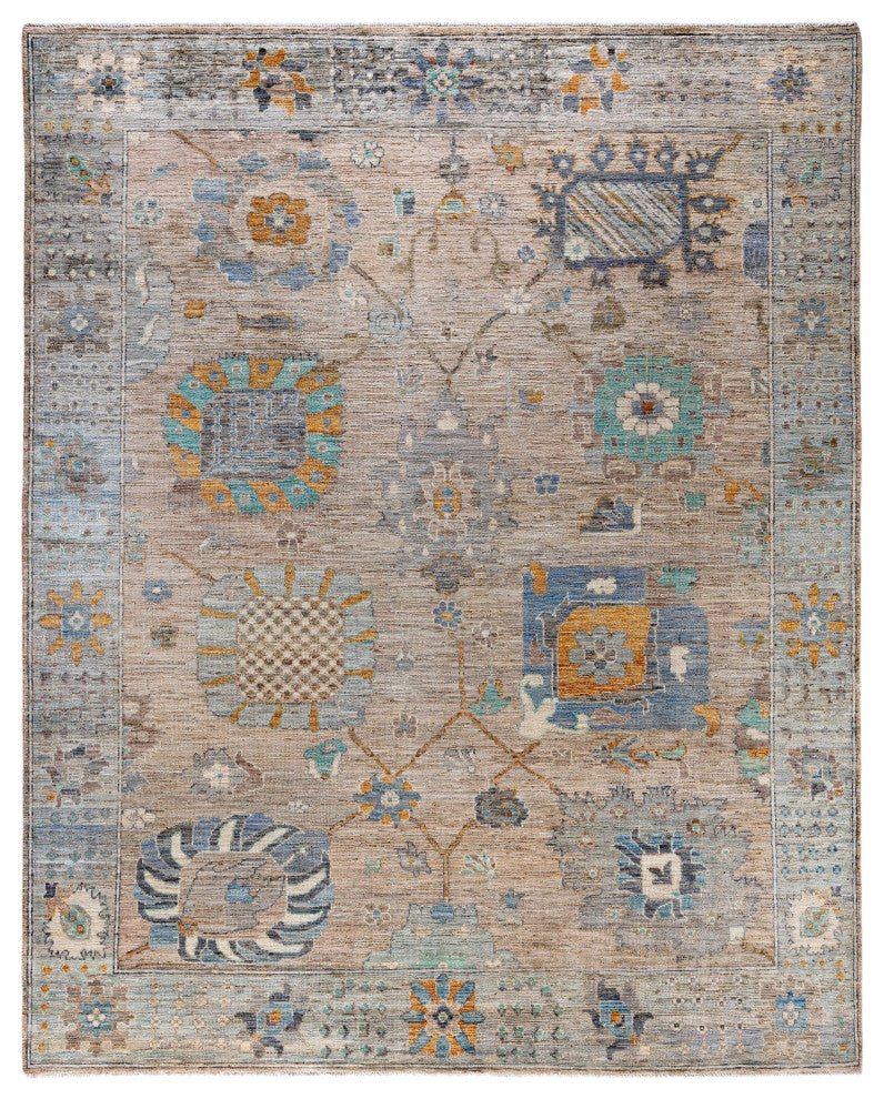 Oushak One-of-a-Kind Hand-Knotted Area Rug Beige, 7'11" x 9'10"