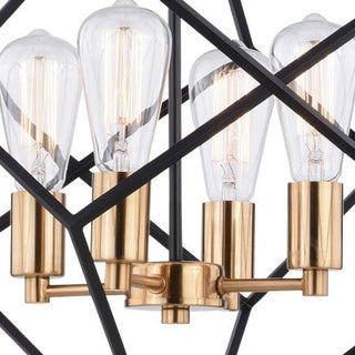 Rad Four Light Pendant, Black and Natural Brass