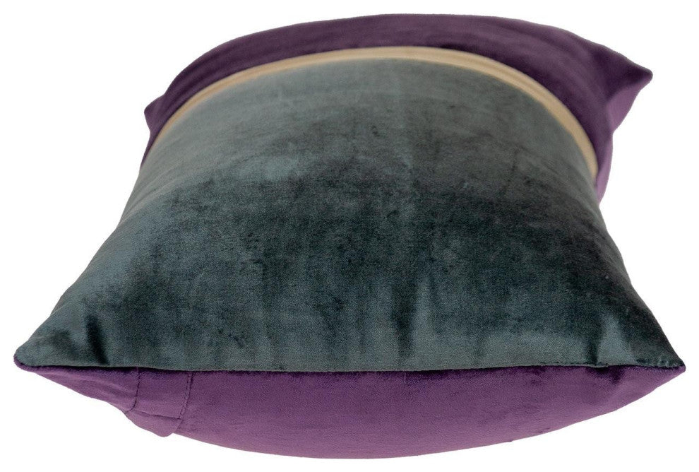 Dark Grey Gold and Purple Tufted Velvet Lumbar Pillow