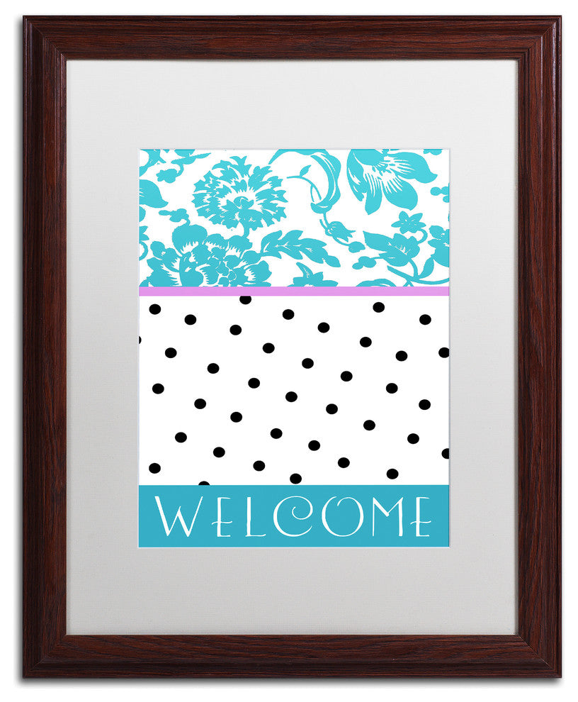 Color Bakery 'Teal Dots' Matted Framed Art, Wood Frame, White Mat, 16x20