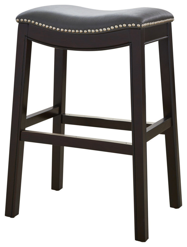 New Ridge Home Goods Julian Counter Height Barstool With Grey Faux Leather Seat