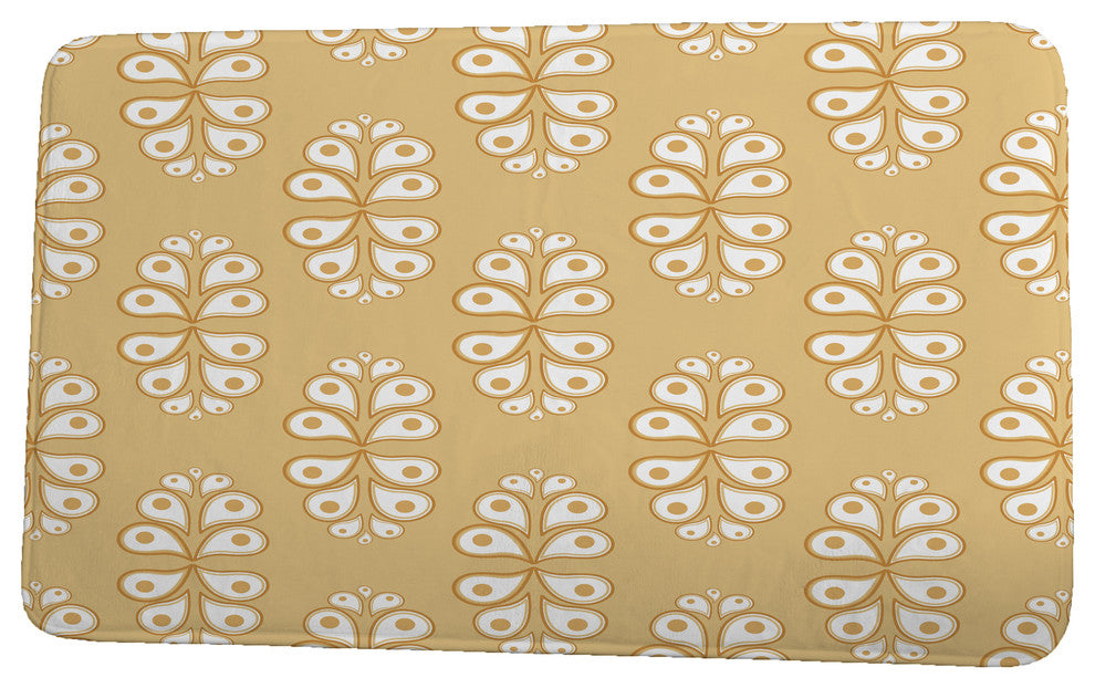 Upscale Getaway Wacky Paisley Geometric Print Bath Mat, Yellow, 21"x34"