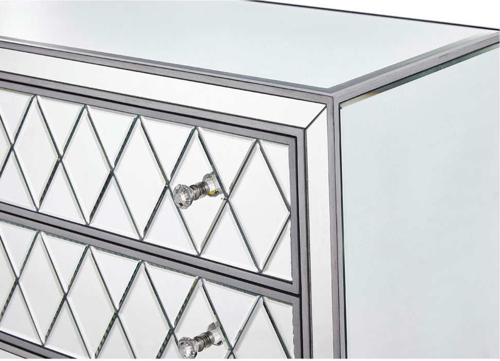 Nightstand 2 Drawers 34" W X 16" D X 34" H, Antique Silver Paint