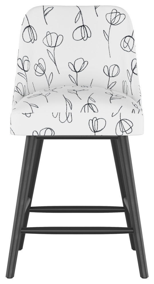 Markham Rounded Back Counter Stool, Contoured Tulips White