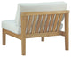 Lounge Chair, White Natural, Teak Wood, Modern, Outdoor Patio Hospitality
