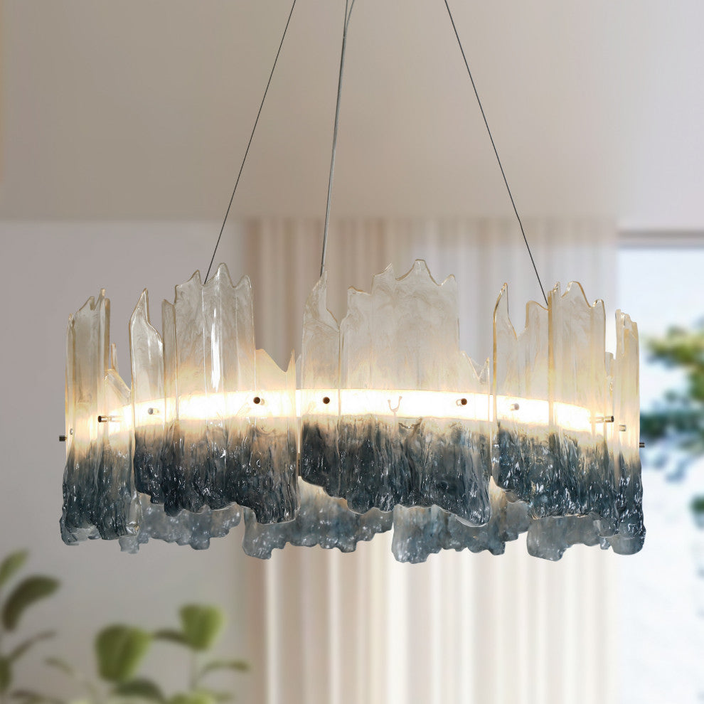 LNC Hanabalter 1-Light 28" Modern Resin LED Chandelier, Silver
