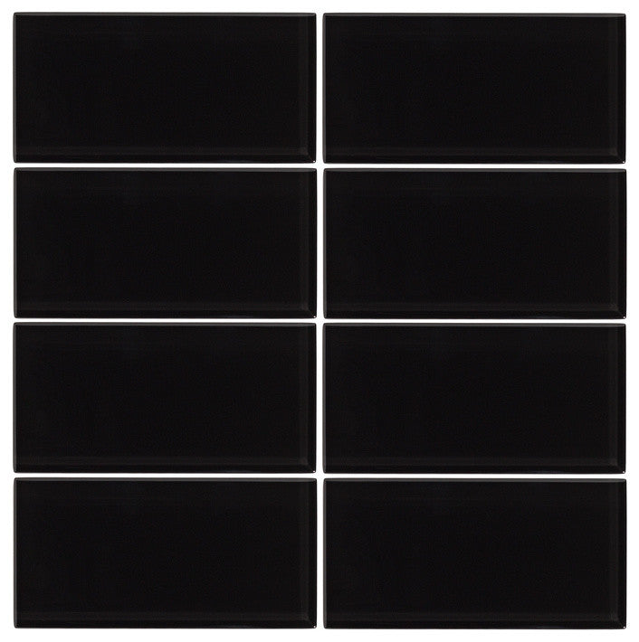 3"x6" Midnight Glass Subway Tile, Set of 8
