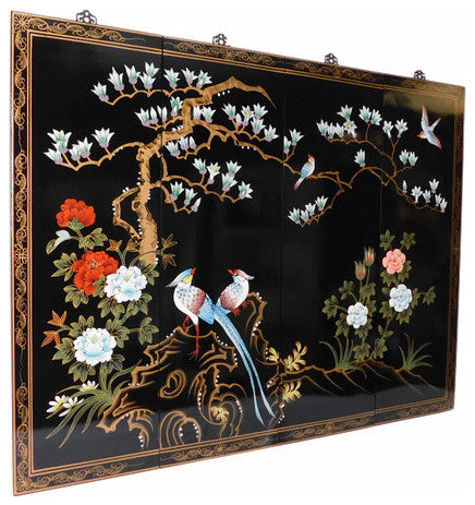 Oriental Wall Art Hand Painted Birds and Flowers