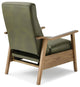 Arthur Wood Arm Push Back Recliner - Fern Green