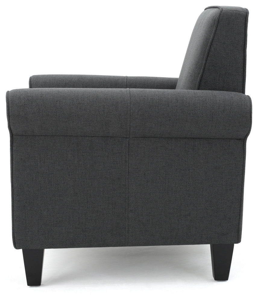 GDF Studio Declan Padded Fabric Club Chair, Dark Gray