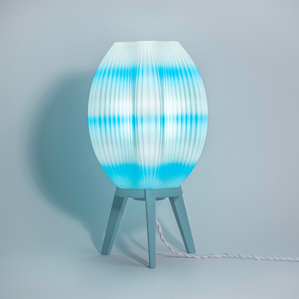 Wavy 16.5" Plant-Base PLA Dimmable LED Table Lamp, Blue/White