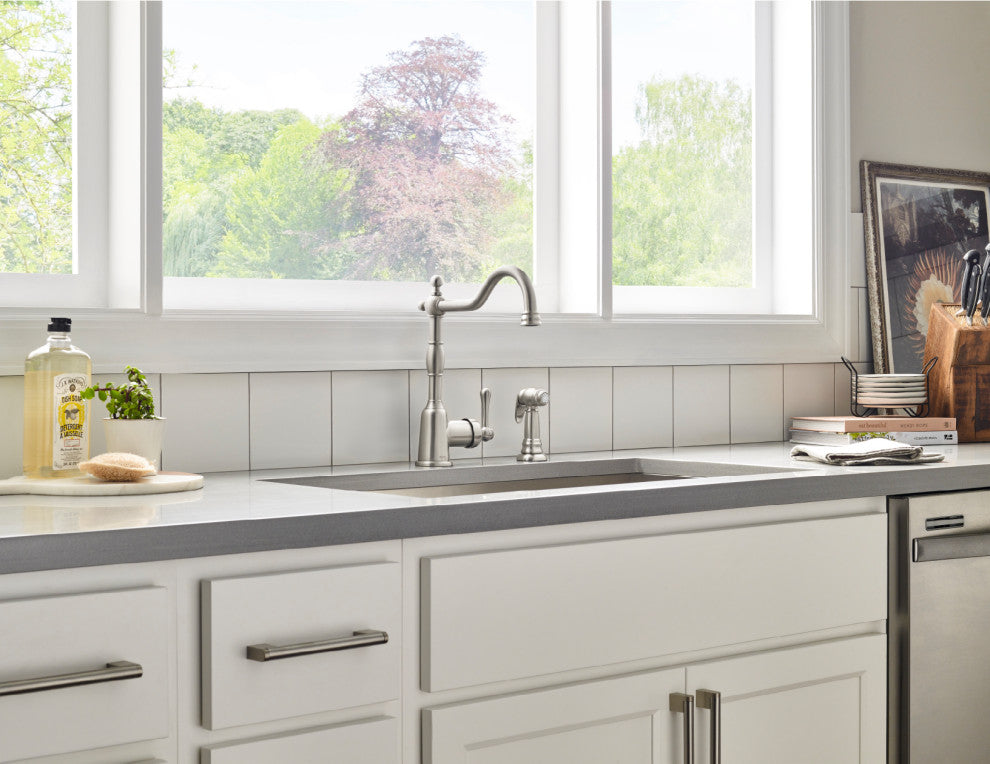 Opulence Single Handle Kitchen Faucet w/ Spray Chrome, Stainless Steel
