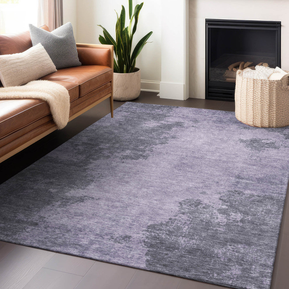 Machine Washable Indoor/Outdoor Chantille ACN1902 Purple 8' x 10' Rug