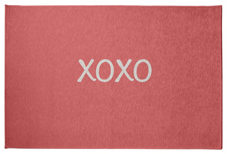 XOXO Valentines Chenille Rug, Coral, 4'x6'