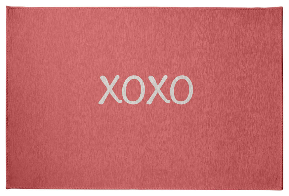 XOXO Valentines Chenille Rug, Coral, 4'x6'