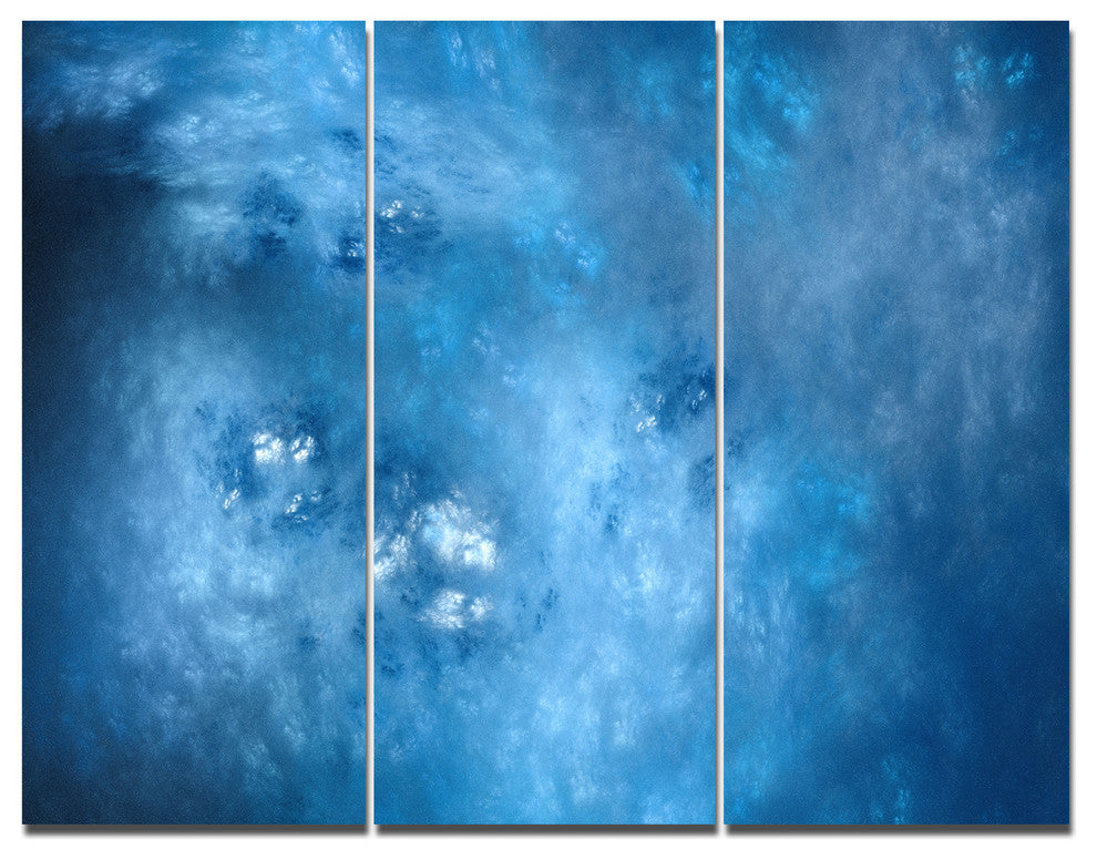 Blur Clear Blue Sky with Stars, Abstract Triptych Canvas Print, 36x28, 3 Panels
