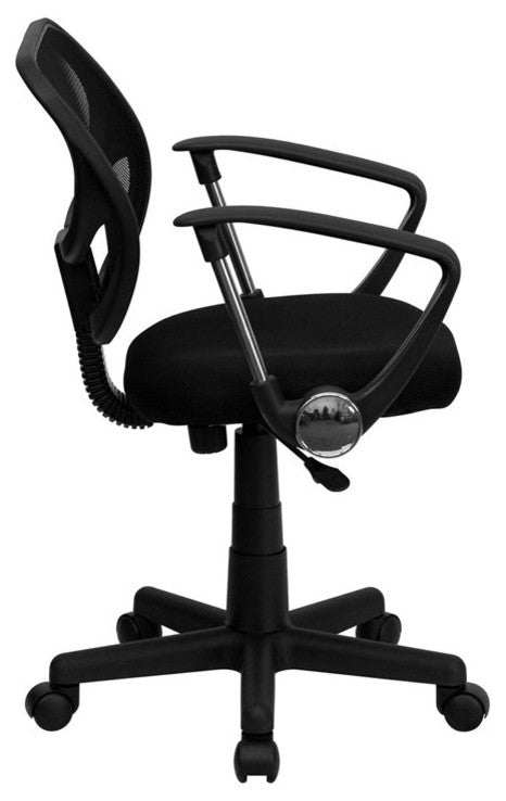 Boswell Low-Back Black Mesh Swivel Office Task Chair With Arms