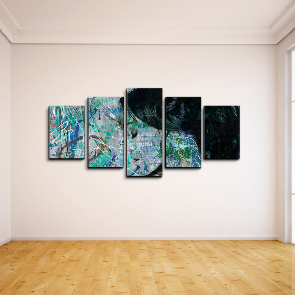 Abstract Girl 3 Canvas Wall Art 5-Piece Set