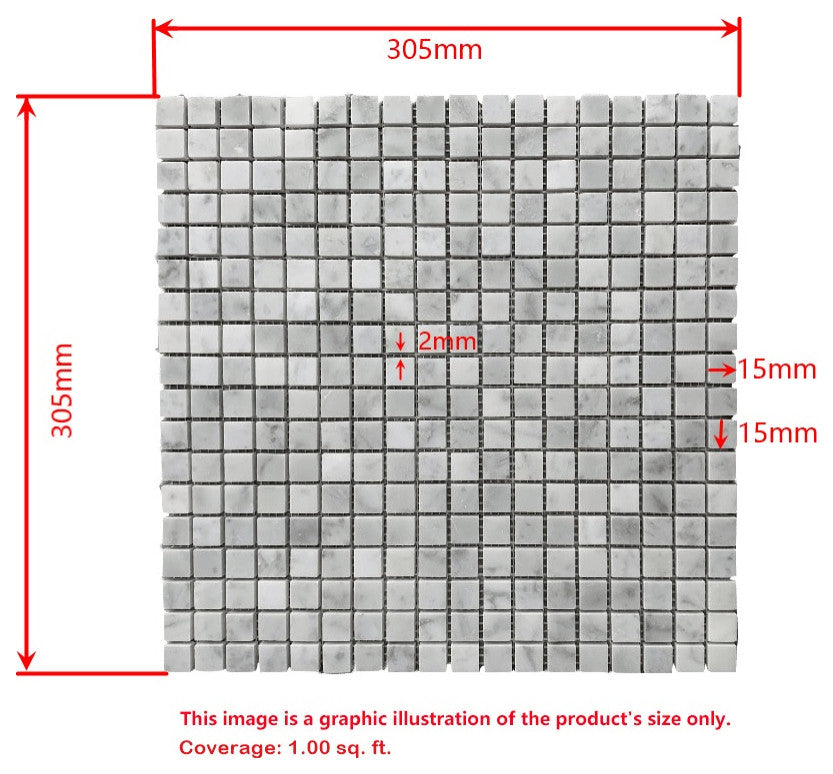 Calacatta Gold Calcutta Marble 5/8x5/8 Grid Square Mosaic Tile Honed, 1 sheet