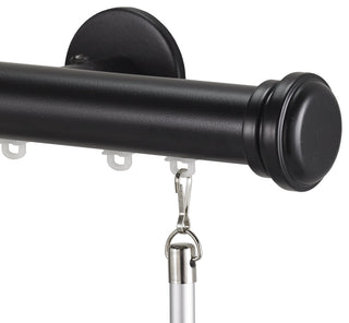 Deco Traverse Rod 1 With Empire Finials, Black, 108