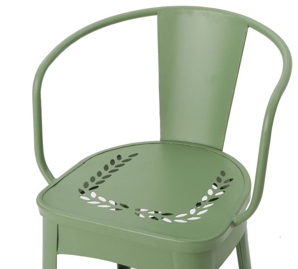GDF Studio 3-Piece Leona Outdoor Paint Finished Iron Bistro Set, Matte Green
