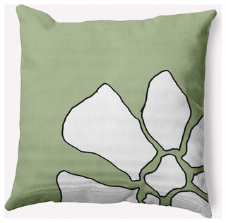 Petal Lines Decorative Throw Pillow, Green, 18x18"