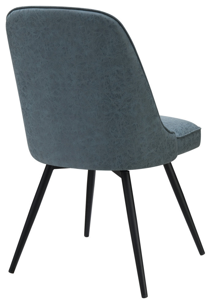 Penton Swivel Chair 2-Pack, Navy Faux Leather With Black Legs