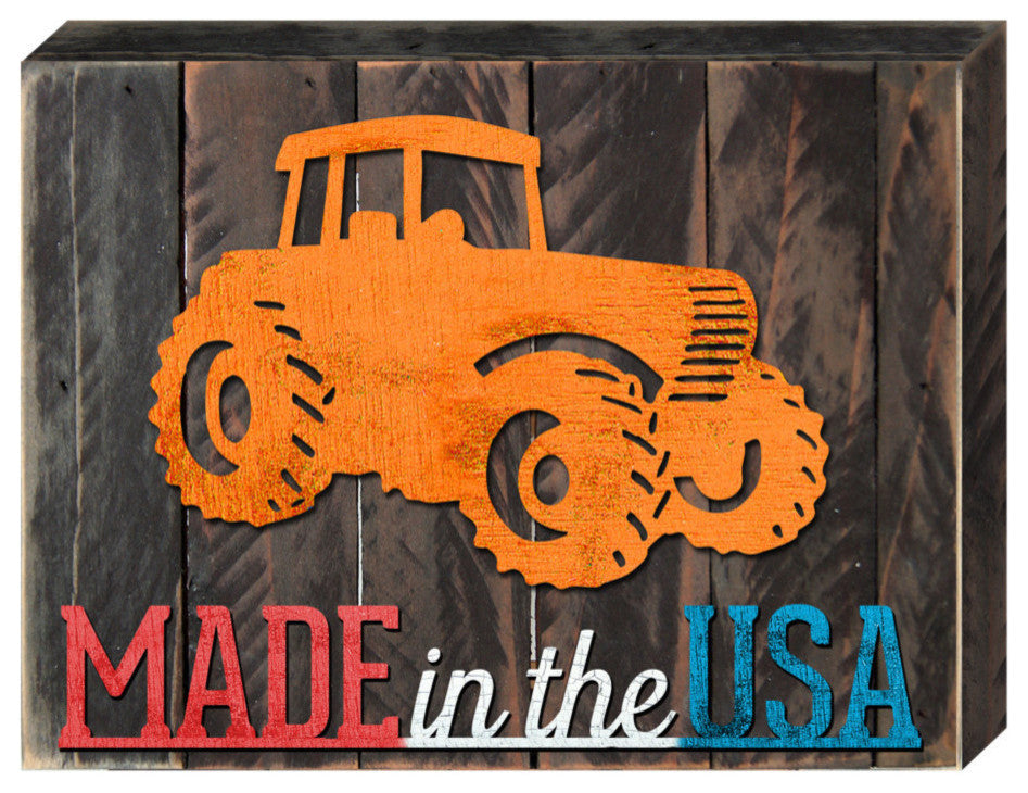 Made In Usa Tractor Vintage Wooden Block